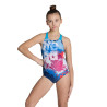 GIRL'S ARENA WAVES BREAKING SWIMSUIT V B NAVY-TURQUOISE
