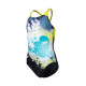 GIRL'S ARENA WAVES BREAKING SWIMSUIT V B BLACK-SOFTGREEN