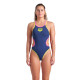 W ARENA ONE DOUBLE CROSS BACK ONE PIECE NAVY-FLUO PINK-SOFT GREEN